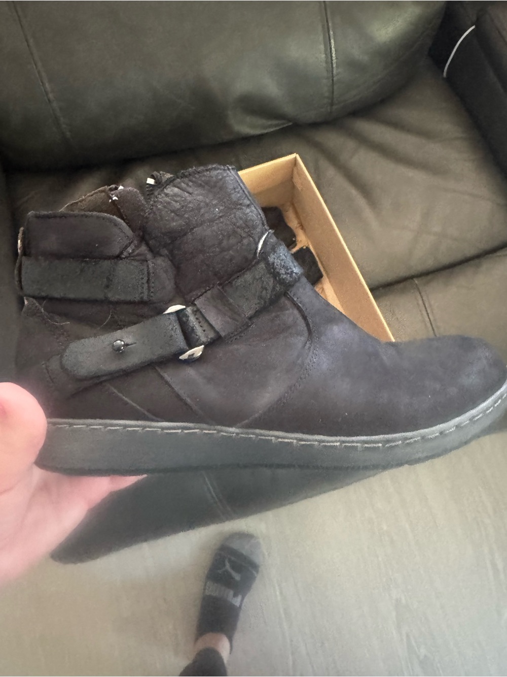 Woman Black Suede Casual Ankle Boots